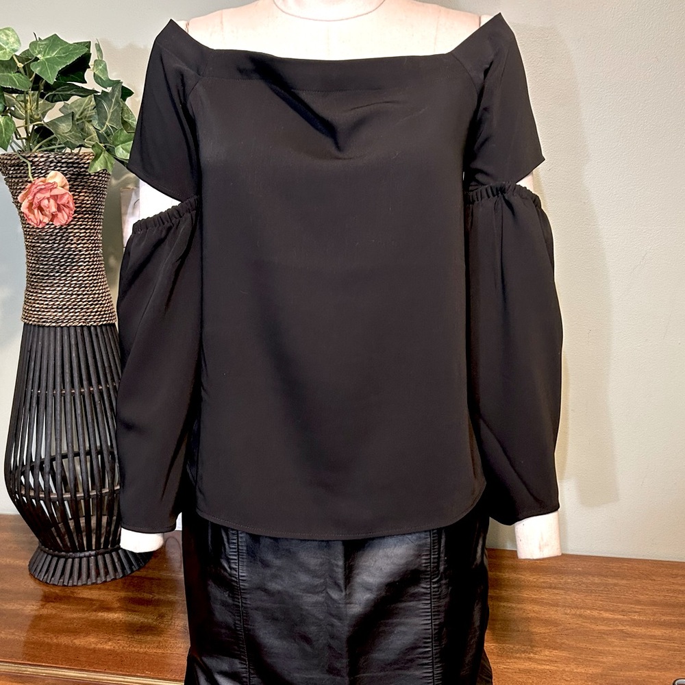 Express Black Split Flared Sleeve Blouse